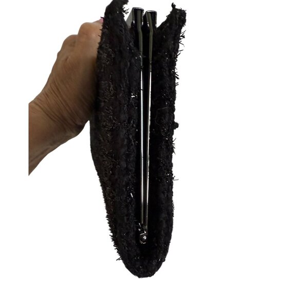 Jessica McClintock Vtg. Womens Black Tweed Evening Clutch Elegant Old Money Y2K - Picture 8 of 11